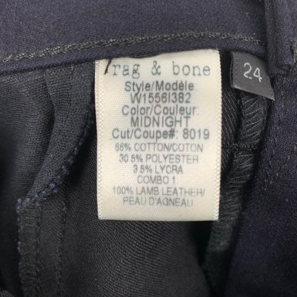 Rag & Bone Lamb Leather Trim Cotton Stretch Jeans - Picture 11 of 12